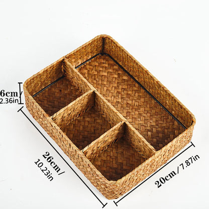 Kitbabad Four-Compartment Woven Straw Storage Basket – product image 2