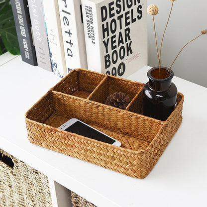 Kitbabad Four-Compartment Woven Straw Storage Basket – product image 1
